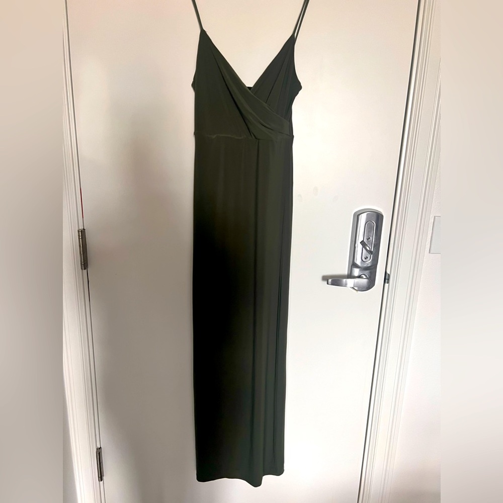 WINDSOR Maxi Dress Long Slit Olive Green